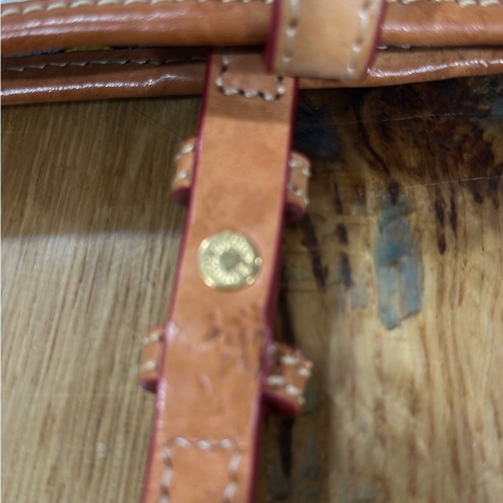 Dooney & Bourke Tan Leather Shoulder Bag with Brass Hardware